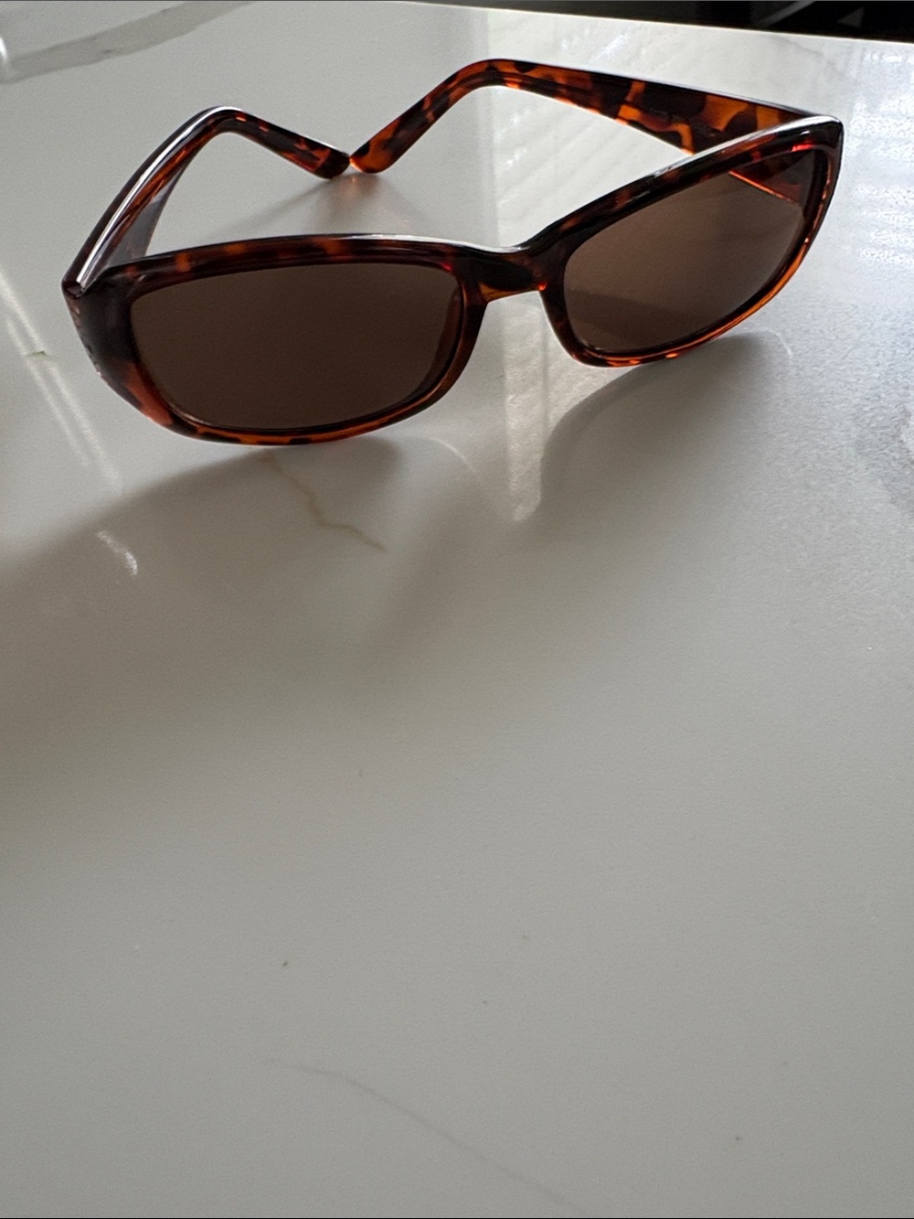 Tortoiseshell Rectangular Women's Sunglasses - Brown Lenses, no sign of wear